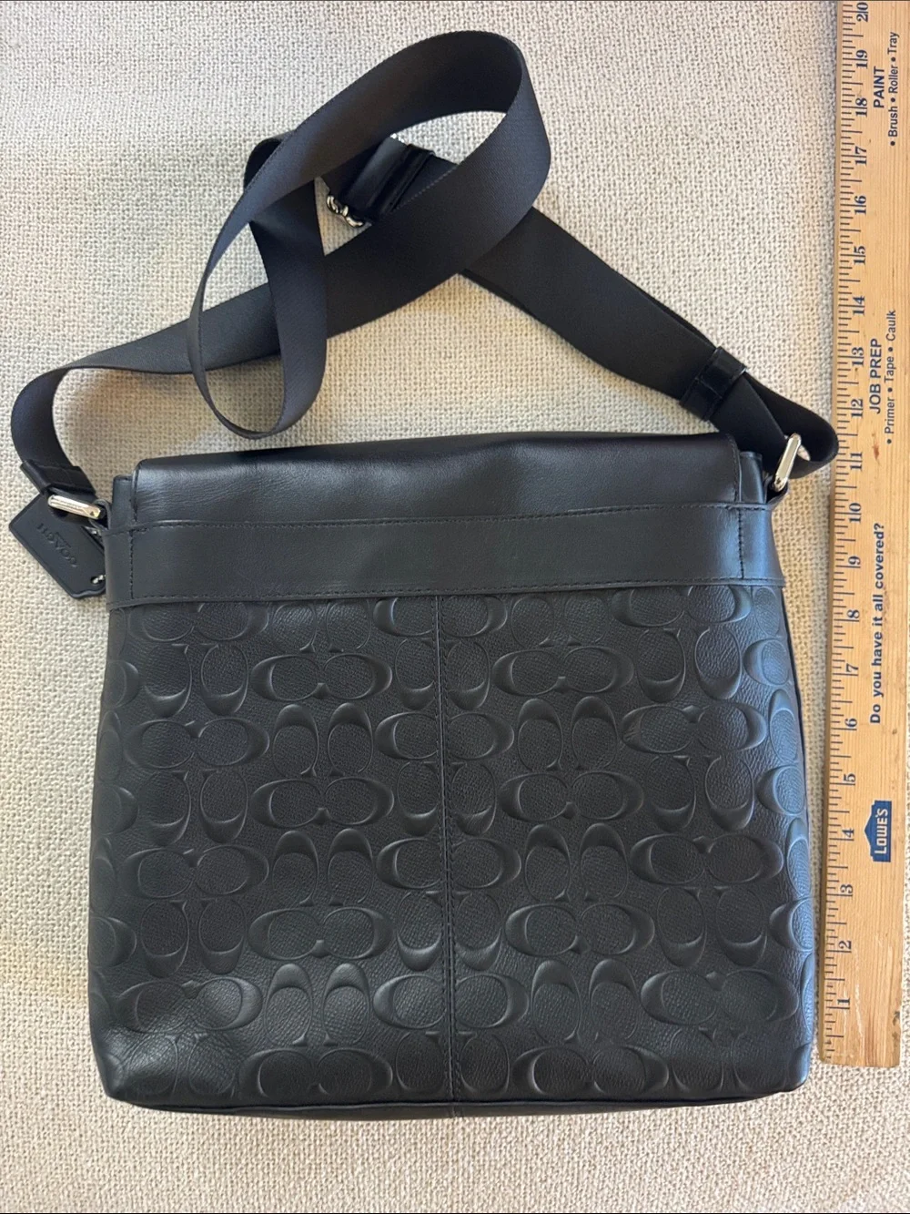 Coach - Black Signature Leather Messenger/Purse Bag